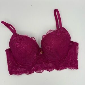 Daisy Fuentes Push Up Lace Bra Lingerie  34C Pink/ Magenta